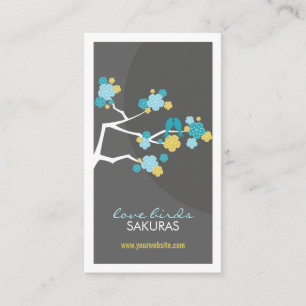 Cherry Blommar Love birds Sakura Flowers Gren Visitkort