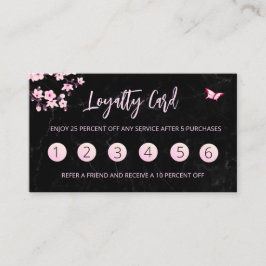 Cherry Blommar Loyalty Card Rosa Black Marble Visitkort