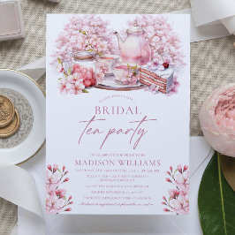 Cherry Blommar Möhippa Tea Watercolor Inbjudningar