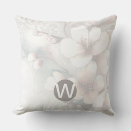 Cherry Blommar Monogram Dekorativ kudde