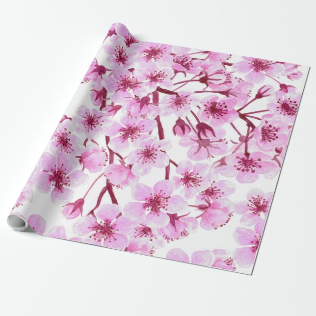 Cherry blommar mönster presentpapper (Utrullad)