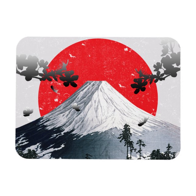 Cherry Blommar Mount Fuji Japan Magnet (Horisontell)
