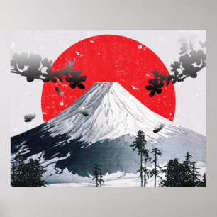 Cherry Blommar Mount Fuji Japan Poster