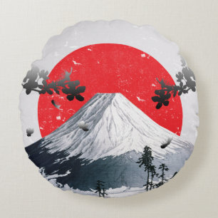 Cherry Blommar Mount Fuji Japan Rund Kudde
