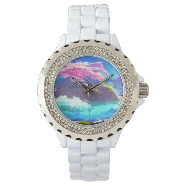 Cherry Blommar Mountain Armbandsur (Framsida)
