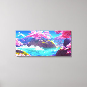 Cherry Blommar Mountain Canvastryck