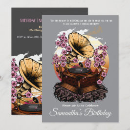 Cherry Blommar Musical Birthday Inbjudningar