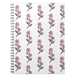 Cherry Blommar Notebook - White Mönster Anteckningsbok