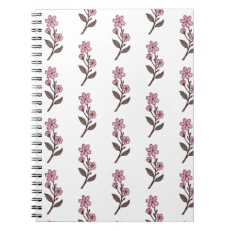 Cherry Blommar Notebook - White Mönster Anteckningsbok