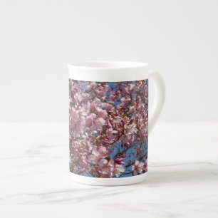 Cherry Blommar och Blå himmel Vår Blommigten Benporslin Mugg
