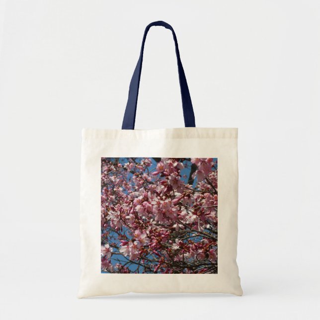 Cherry Blommar och Blå himmel Vår Blommigten Tygkasse (Framsidan)