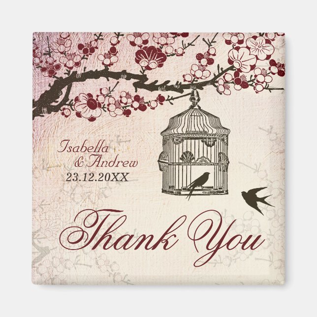 Cherry Blommar och Love birds Magnet (Framsidan)