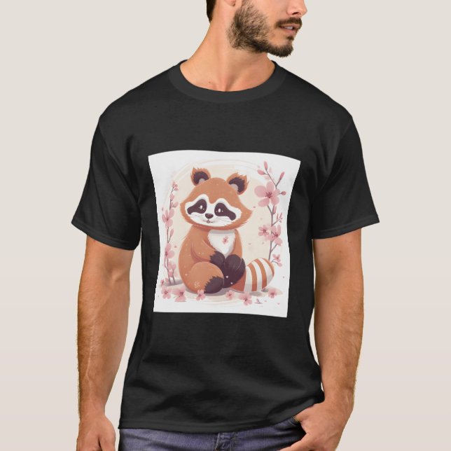 Cherry Blommar och Red Panda Sweet Stil T Shirt (Framsida)