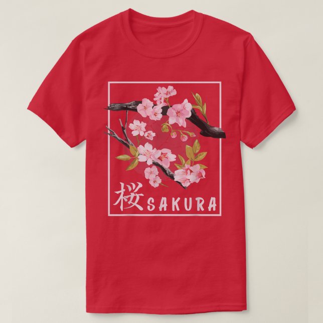 Cherry Blommar on Japansk Art Sakura T Shirt (Design framsida)