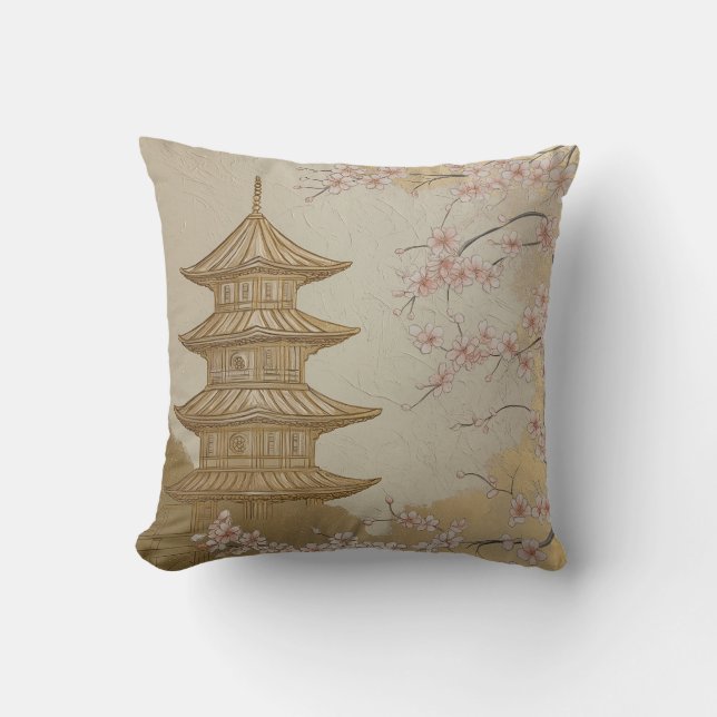 Cherry Blommar Pagoda Accent Pillow Kudde (Framsida)