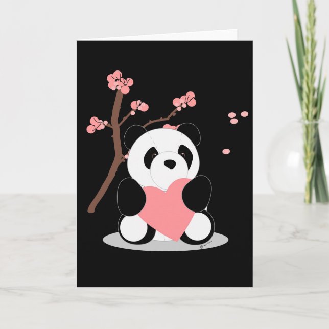 Cherry Blommar Panda Kort (Framsida)