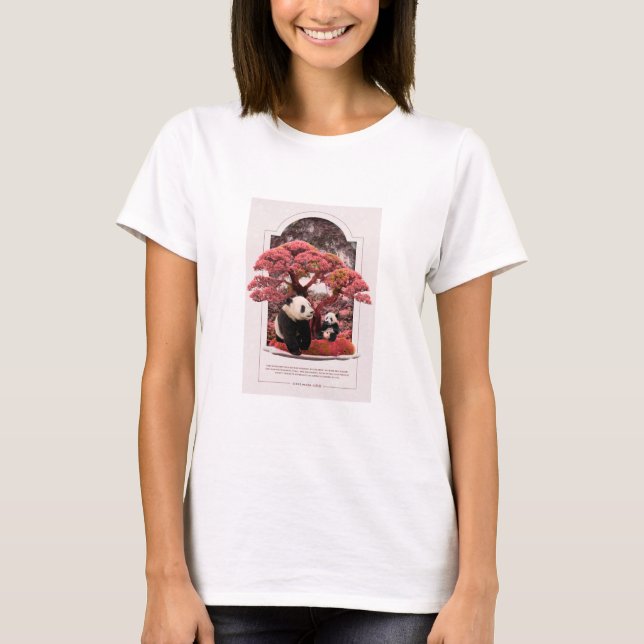 Cherry Blommar Panda T Shirt (Framsida)