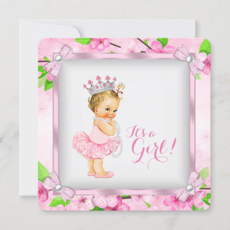 Cherry Blommar Pearl Girls Tutu Baby Shower Inbjudningar