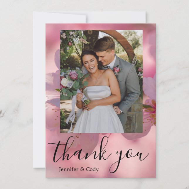 Cherry Blommar Photo Tackto You Card Inbjudningar (Framsida)