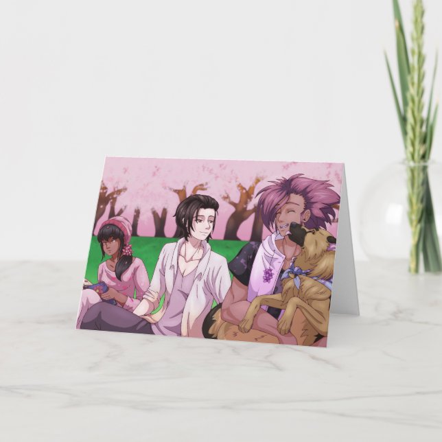 Cherry Blommar Picnic Kort (Framsida)