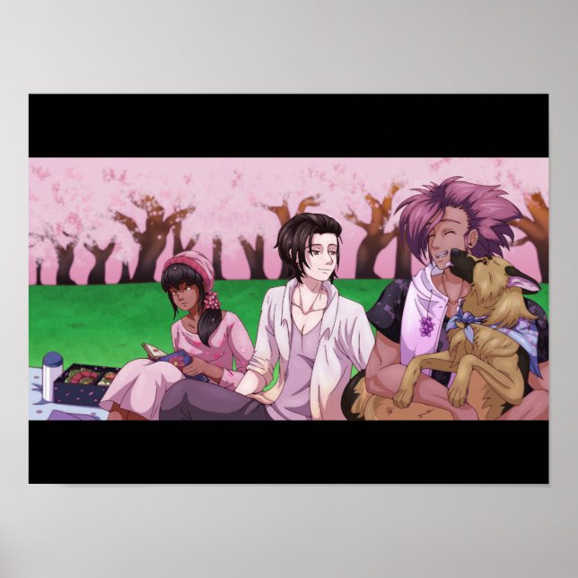 Cherry Blommar Picnic Poster (Framsidan)