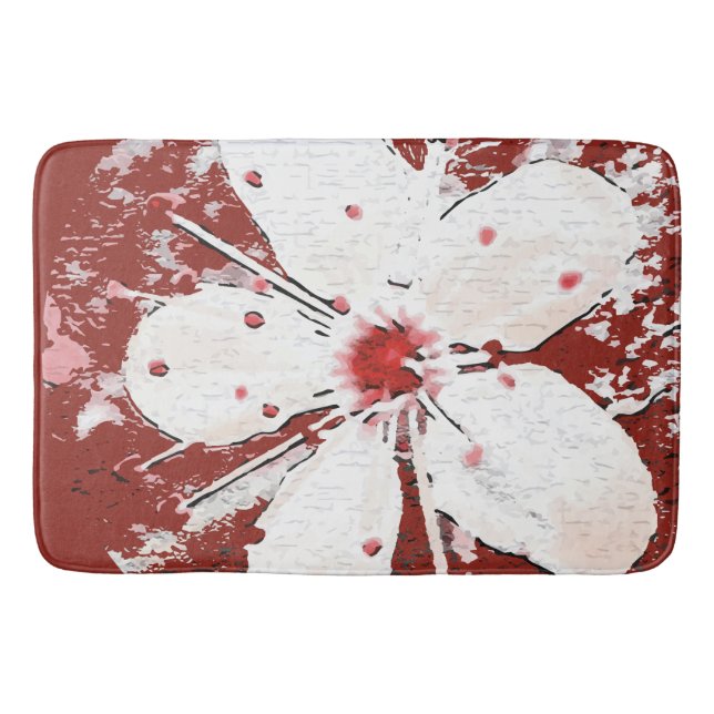 Cherry blommar poetry red white elegant sakura badrumsmatta (Framsidan)