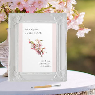 Cherry Blommar Printable Bröllop Guestbook Sign Poster