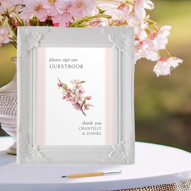 Cherry Blommar Printable Bröllop Guestbook Sign Poster (Guestbook Sign from the Cherry Blossom Wedding Collection by Darling & May)