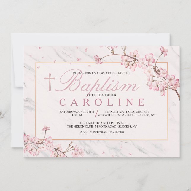 Cherry Blommar Ram Religiösa Inbjudningar (Framsida)