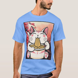 Cherry Blommar Ramen Cat Kawaii T Shirt