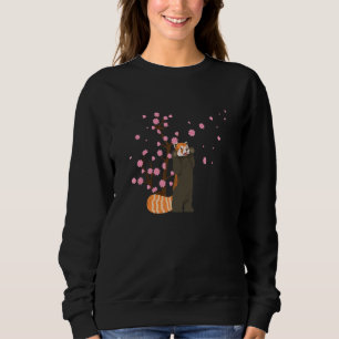 Cherry Blommar Red Panda Animal Japansk Sakura Fl T Shirt
