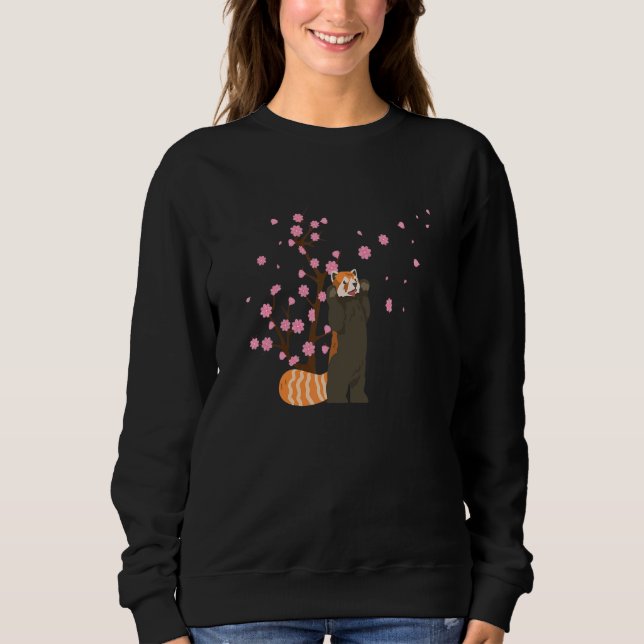 Cherry Blommar Red Panda Animal Japansk Sakura Fl T Shirt (Framsida)