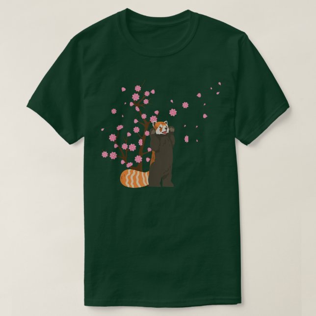 Cherry Blommar Red Panda Animal Japansk Sakura Fl T Shirt (Design framsida)