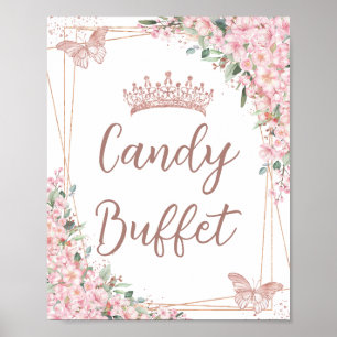 Cherry Blommar Ro Guld Butterflies Candy Buffet Poster
