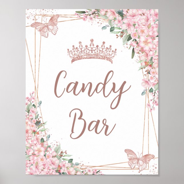 Cherry Blommar Ro Guld Butterflies Candy Pub Poster (Framsidan)