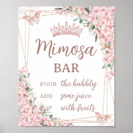 Cherry Blommar Ro Guld Butterflies Mimosa Pub Poster