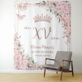 Cherry Blommar Ro Guld Butterflies Quinceañera