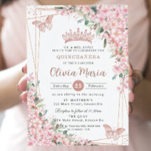 Cherry Blommar Ro Guld Butterflies Quinceañera
