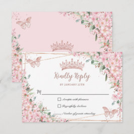 Cherry Blommar Ro Guld Butterflies Quinceañera OSA Kort