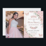 Cherry Blommar Ro Guld Butterflies Quinceañera Spara Datumet<br><div class="desc">Anpassa de här söt körsbärsbilderna Quinceañera / Sweet 16-födelsedagskalefoto spara datumet enkelt och snabbt. Klicka bara på knappen Anpassa den ytterligare för att redigera texterna, ändra typsnitt och typsnitt färg. Med vackra blommar av vattenfärgsbär, blommor, fjärilar från ro guld och ett ro guld-geometriskt ram. Matchande artiklar tillgängliga i arkivet. c)...</div>