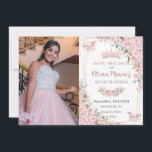 Cherry Blommar Ro Guld Butterflies Quinceañera Spara Datumet<br><div class="desc">Anpassa de här söt körsbärsbilderna Quinceañera / Sweet 16-födelsedagskalefoto spara datumet enkelt och snabbt. Klicka bara på knappen Anpassa den ytterligare för att redigera texterna, ändra typsnitt och typsnitt färg. Med vackra blommar av vattenfärgsbär, blommor, fjärilar från ro guld och ett ro guld-geometriskt ram. Matchande artiklar tillgängliga i arkivet. c)...</div>