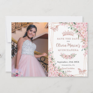 Cherry Blommar Ro Guld Butterflies Quinceañera Spara Datumet