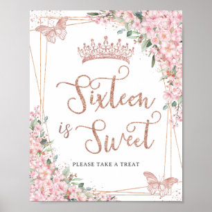 Cherry Blommar Ro Guld Butterflies Sweet Treat Poster