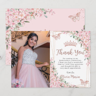 Cherry Blommar Ro Guld Quinceañera 16:e foto Tack Kort