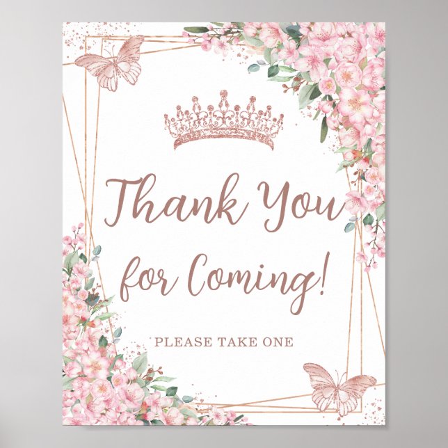 Cherry Blommar Ro Guld Quinceañera Tack Poster (Framsidan)