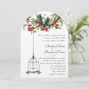 Cherry Blommar Romantic Birds & Birdcage Bröllop Inbjudningar