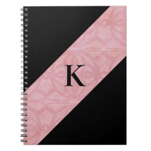 Cherry Blommar Rosa Batik and Black Monogrammed Anteckningsbok