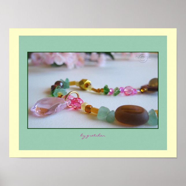 Cherry Blommar Rosa Beaded Necklace Poster 2 (Framsidan)