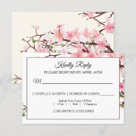 Cherry Blommar Rosa Beige Bröllop OSA Card Kort