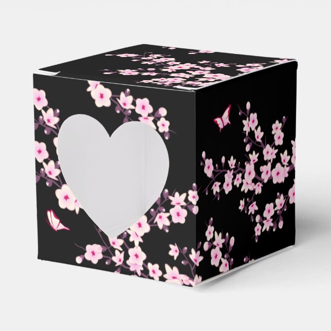 Cherry Blommar Rosa Black Favbox Presentaskar (Framsidan Sidan)